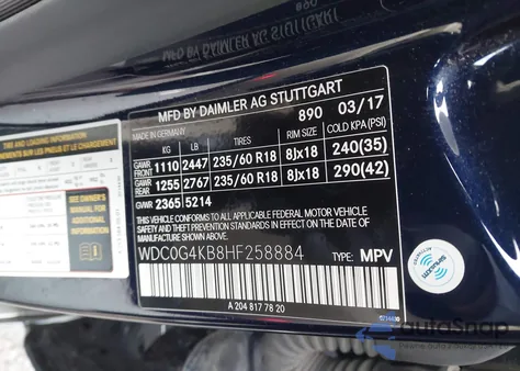 2017 Mercedes-Benz Glc 300 4Matic из США, поврежденный, VIN WDC0G4KB8HF258884